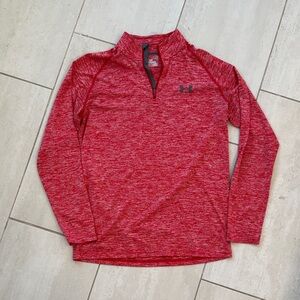 Under Armour Heat Gear Red Heathered 1/4 Zip Performance Top
